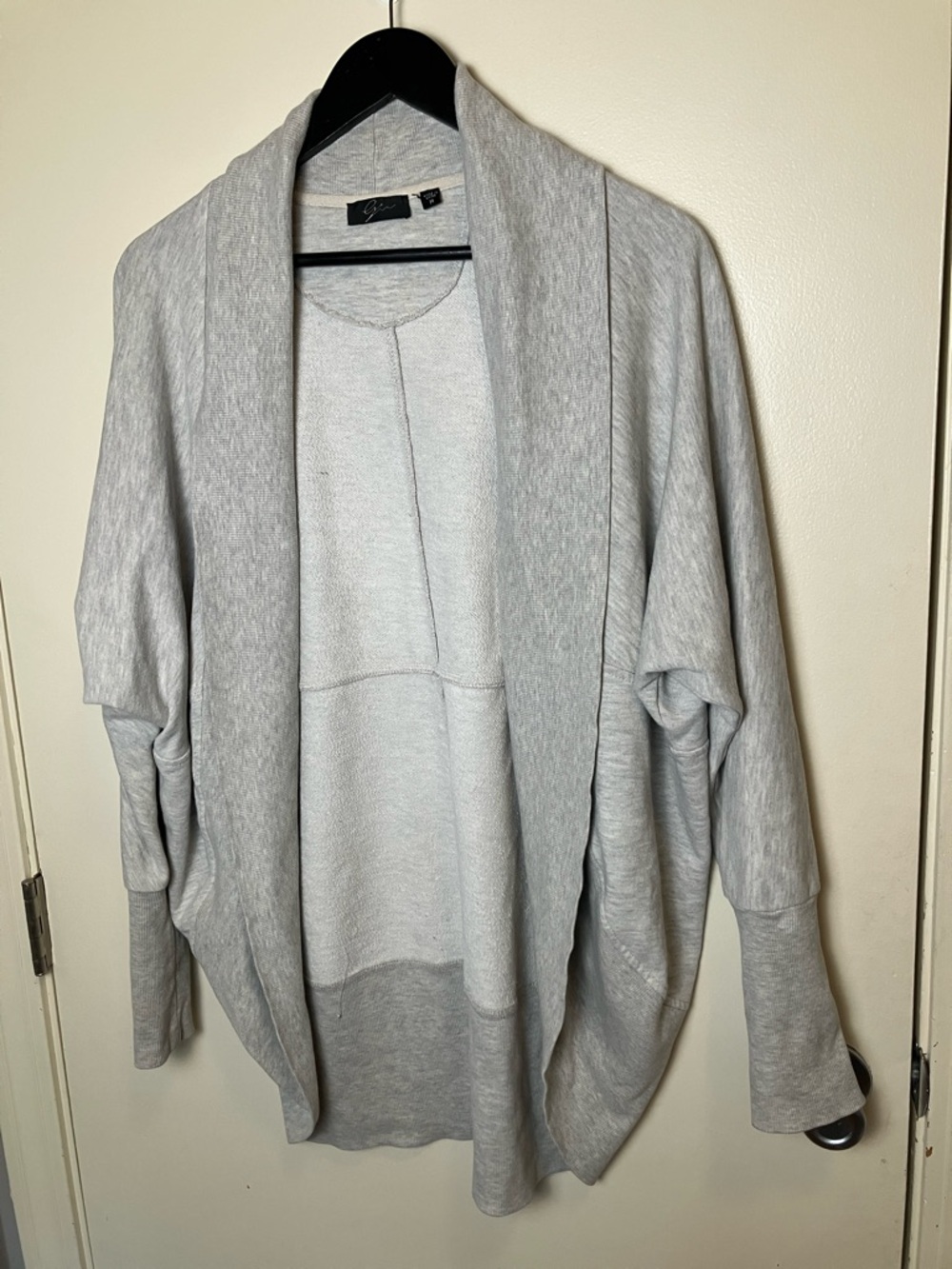Cyrus Light Gray Open-Front Women's Relaxed Fit Cozy Cardigan Sweater Size M